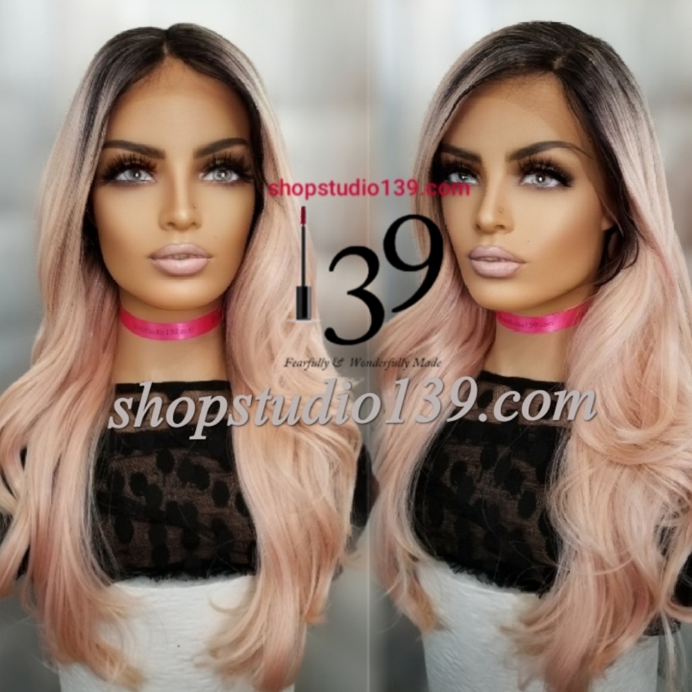 Rosegold human hair lace front wig - Picture 2 of 5